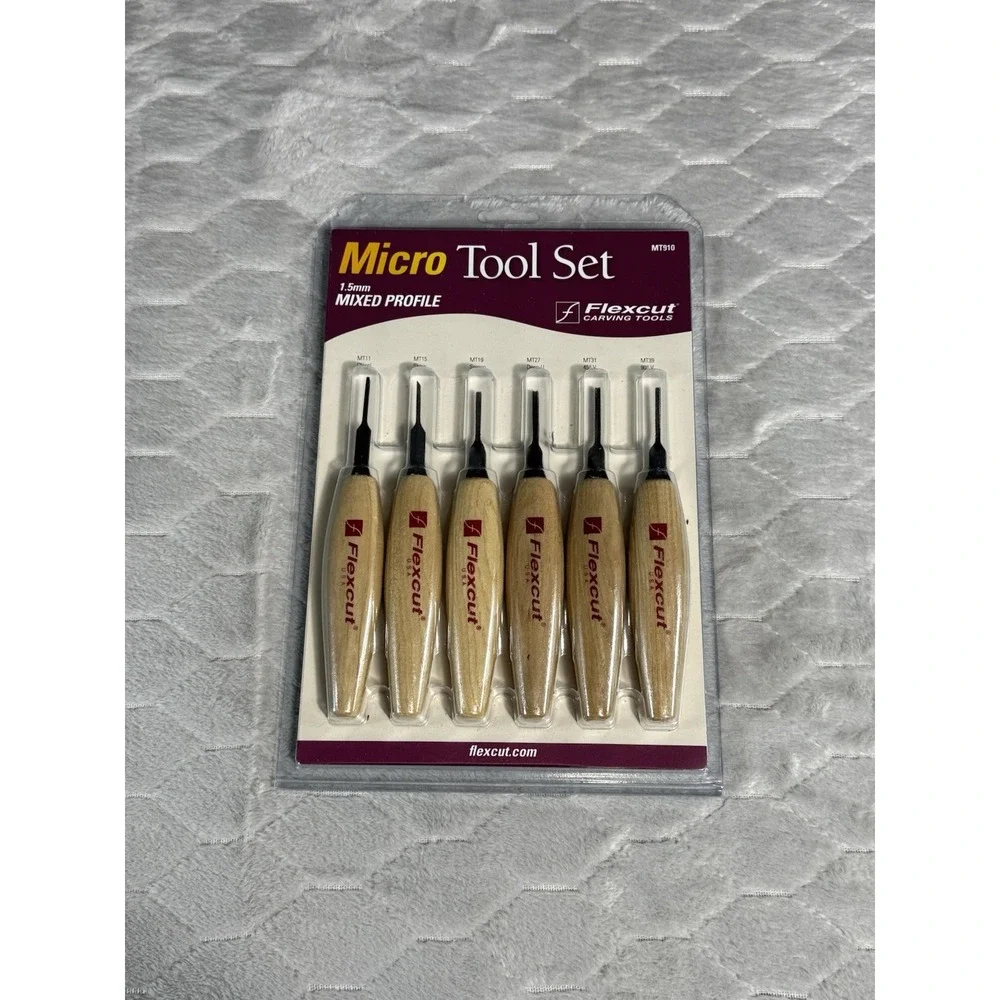 Flexcut MT910 Micro Tool Set 1.5mm Mixed Profile Wood Carving Tools USA NEW